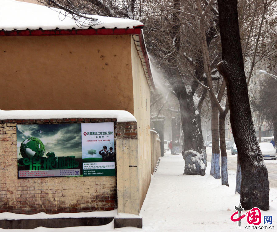 12月4日，经过两天的降雪，地面几乎全被大雪覆盖，路上人迹罕至。中国网图片库 胡迪摄影